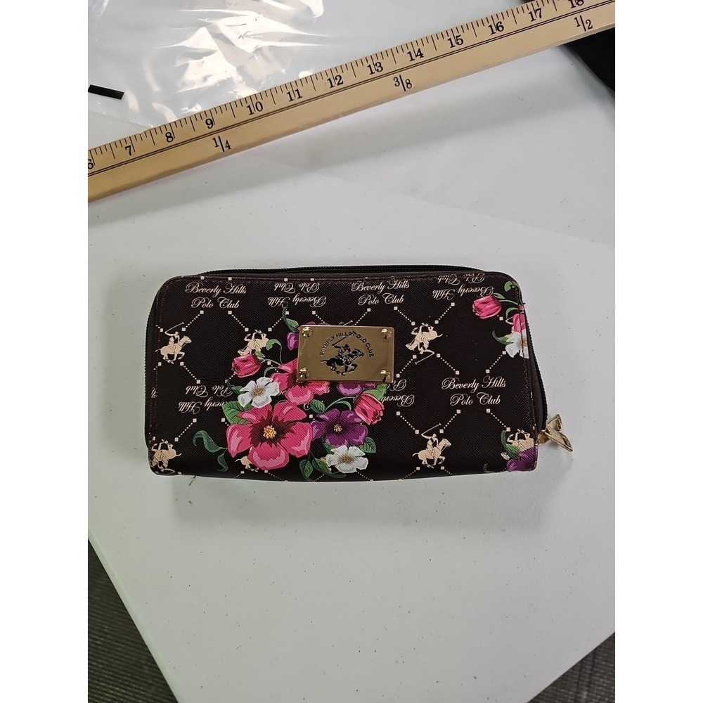 Beverly Hills Polo Club Vintage Women's Wallet 2 Zip Parts Multiple Compartment